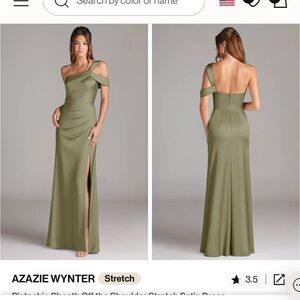 Azazie One Shoulder Olive Dress
